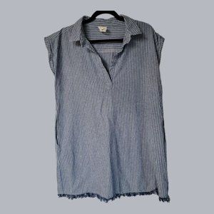 HARPER HERITAGE Tunic Roll Sleeve Chambray LARGE Boho‎